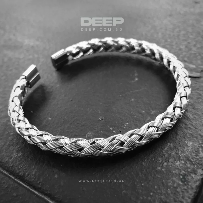 Steel Twisted Wire Cuff Bracelet in silver Color