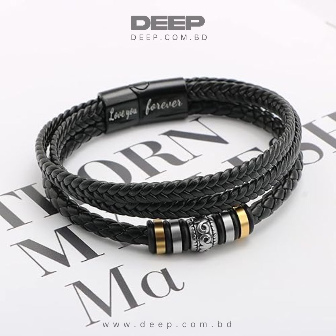 Titanium Steel Magnetic Clasp Leather Braided Bracelet Men's Casual Fashion Bracelet