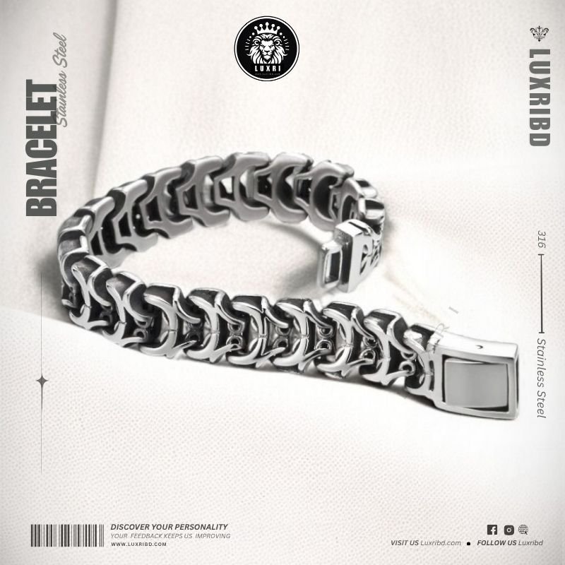 100% SS Weaving a Ramses Wide Curb Chain Bracelet For Men 15mm