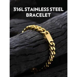 8mm Premium Golden Cuban Stainless Steel Chain Bracelet for Men